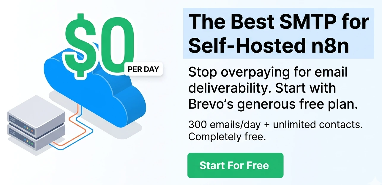 Get a free Brevo account for reliable SMTP and marketing automation in your n8n workflows.